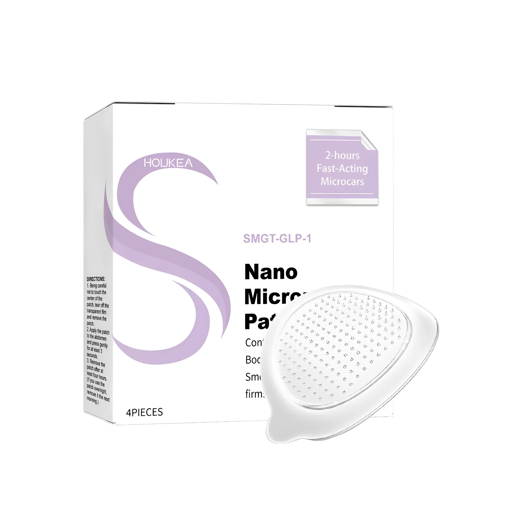Nano microneedle facial skincare patch with ginger and mugwort root ingredients in four-pack packaging