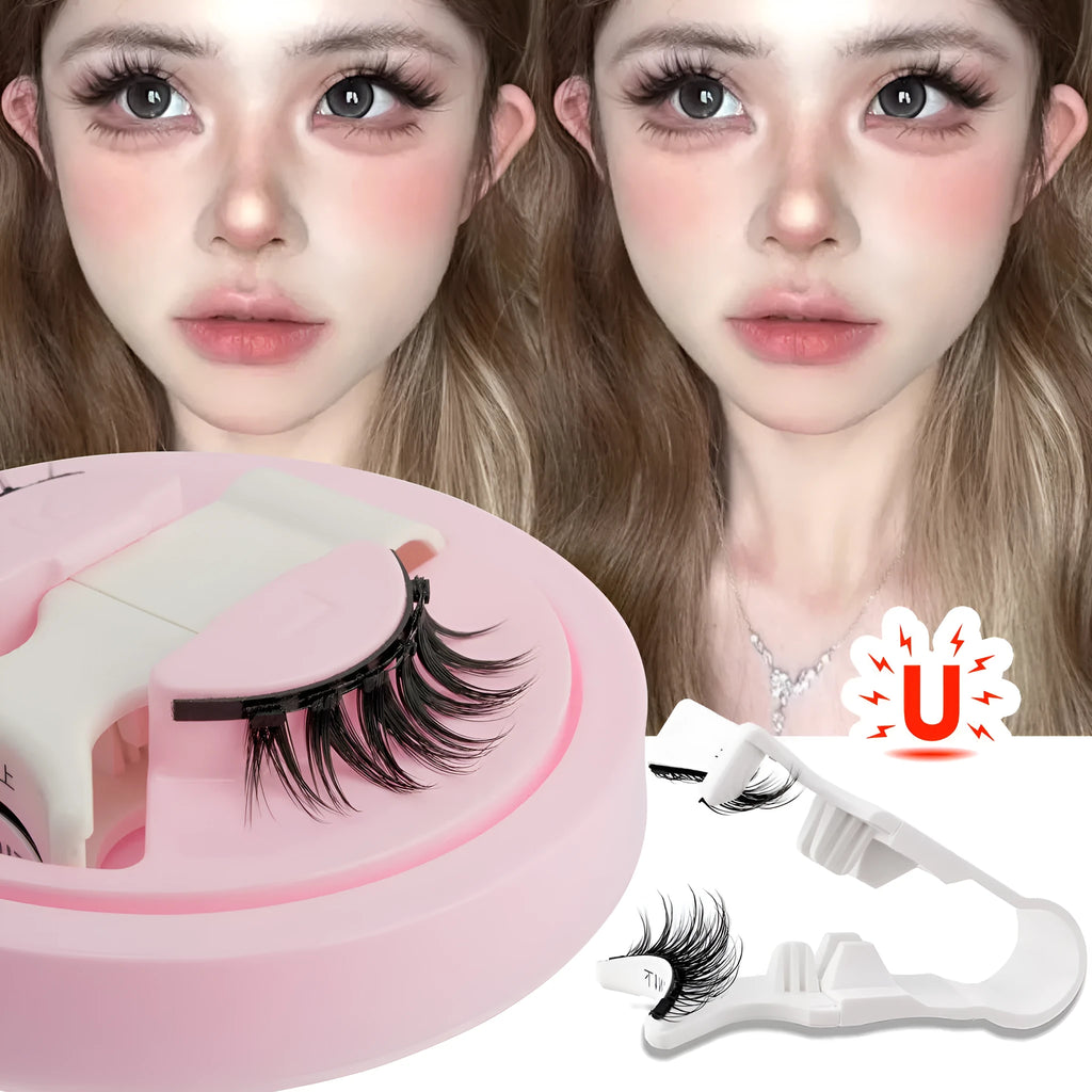 Reusable waterproof false eyelashes with glue-free adhesive in multiple style options