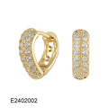 Gold-plated heart-shaped clip earrings with clear zircon stones