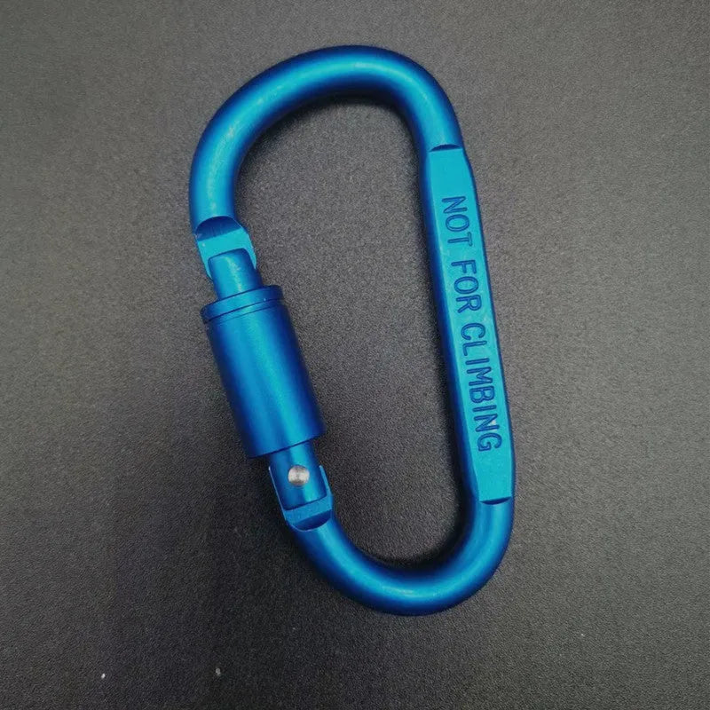 D-type aluminium carabiner with locking mechanism in multiple colour options