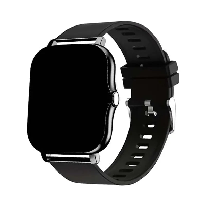 Smart watch with touch screen displaying health metrics, silicone wrist strap in chosen colour