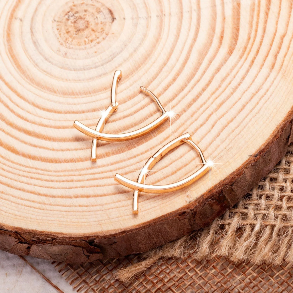 Rose gold cross shaped copper earrings single pair jewellery accessory