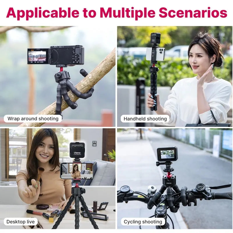 Aluminium photography video vlog tripod kit with adjustable legs in matte black finish