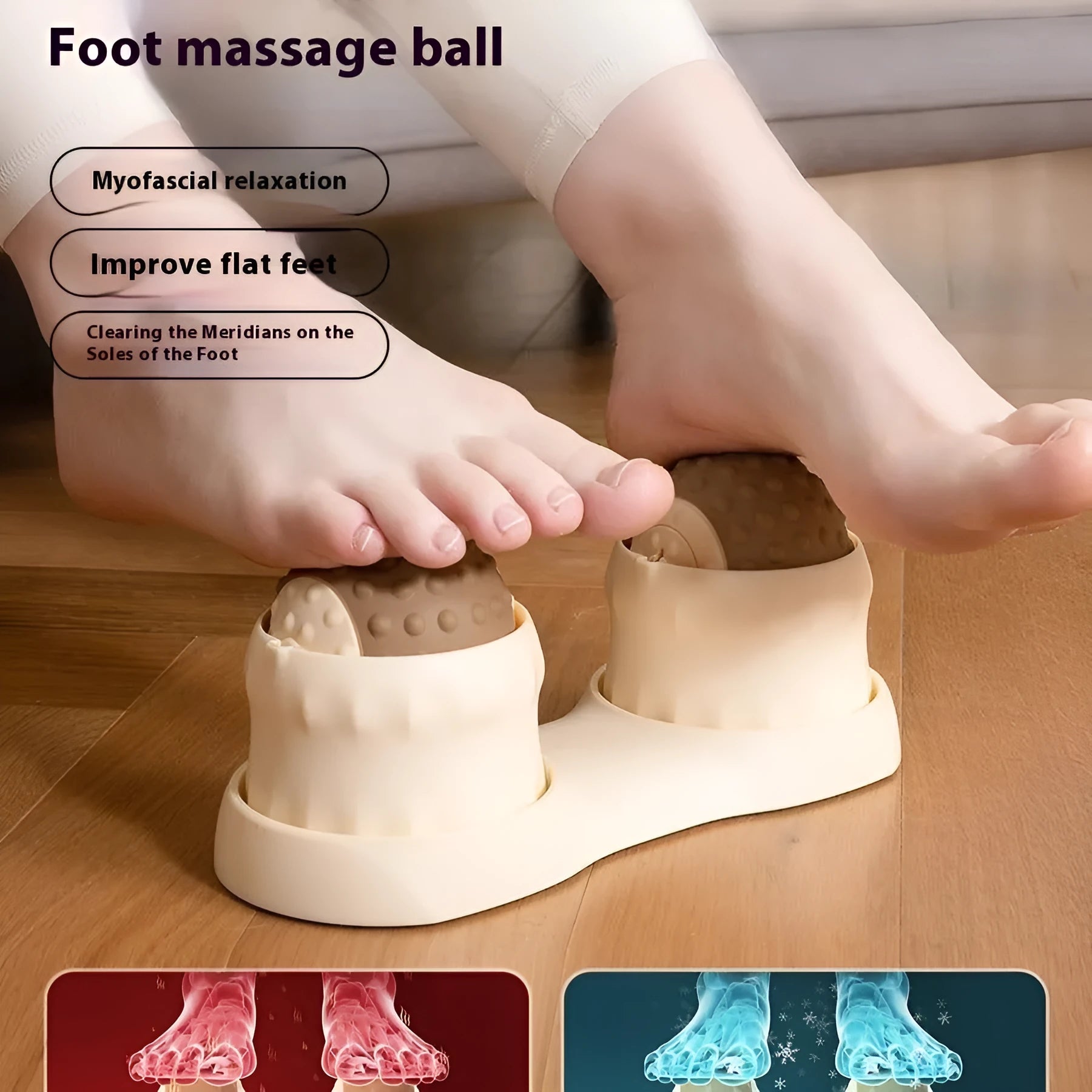Caramel mocha and oil fruit green coloured massage balls for cold and hot compress therapy and foot massage.