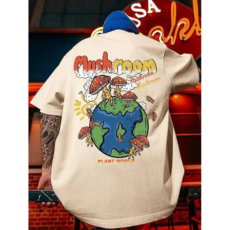 Man wearing a digitally printed short-sleeve street style sports t-shirt