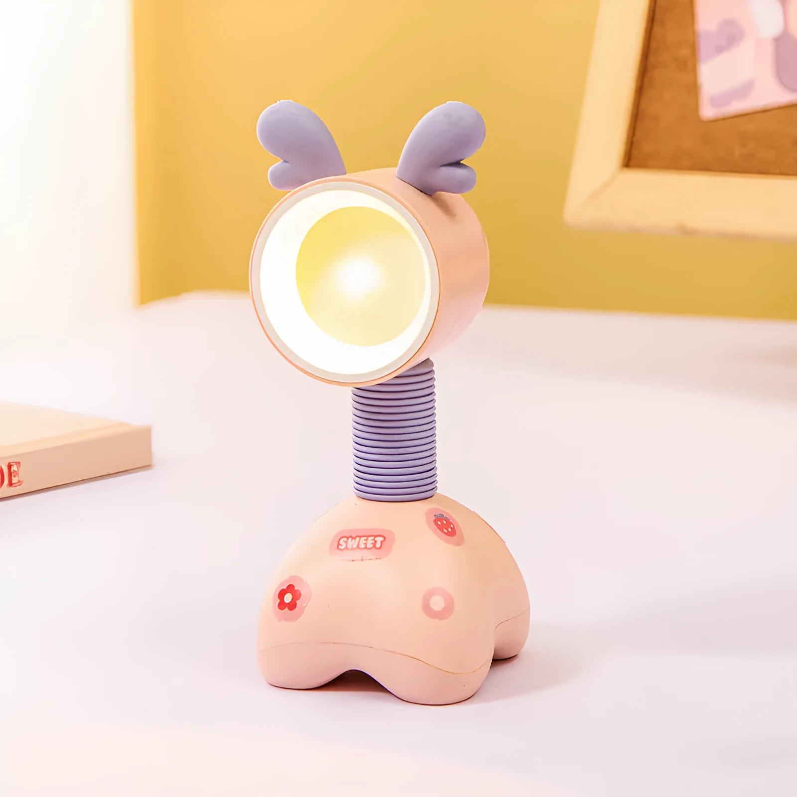 DIY cartoon magnetic small night lamp showing adjustable lighting angle and bear design