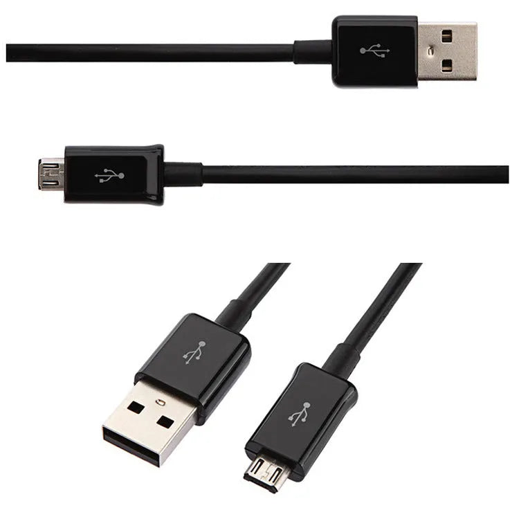 Black and white Android Micro USB universal data cable for phone charging and data transfer.