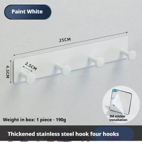 Screwless punch-free wall hook with mushroom hooks for shower doors, white double-sided tape mounting