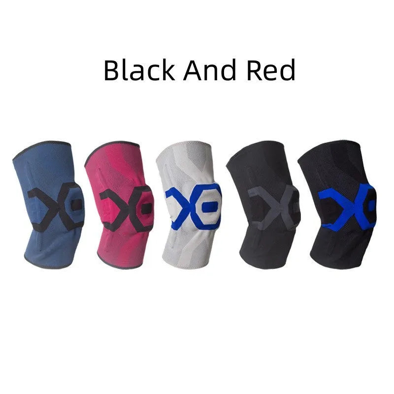 A pair of men's silicone knee pads for sports protection shown in a two-tone colour.