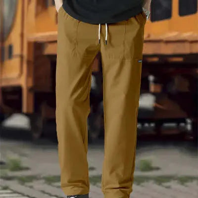 Men's polyester trousers for spring and autumn in light grey, available in sizes S to XXXL.