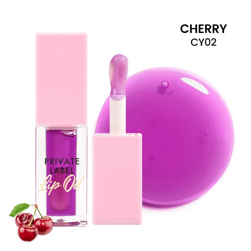 Set of six women's transparent lip gloss tubes in different colours and flavours