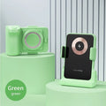 Plastic wireless charging magnetic phone holder in pink with USB cable on desk