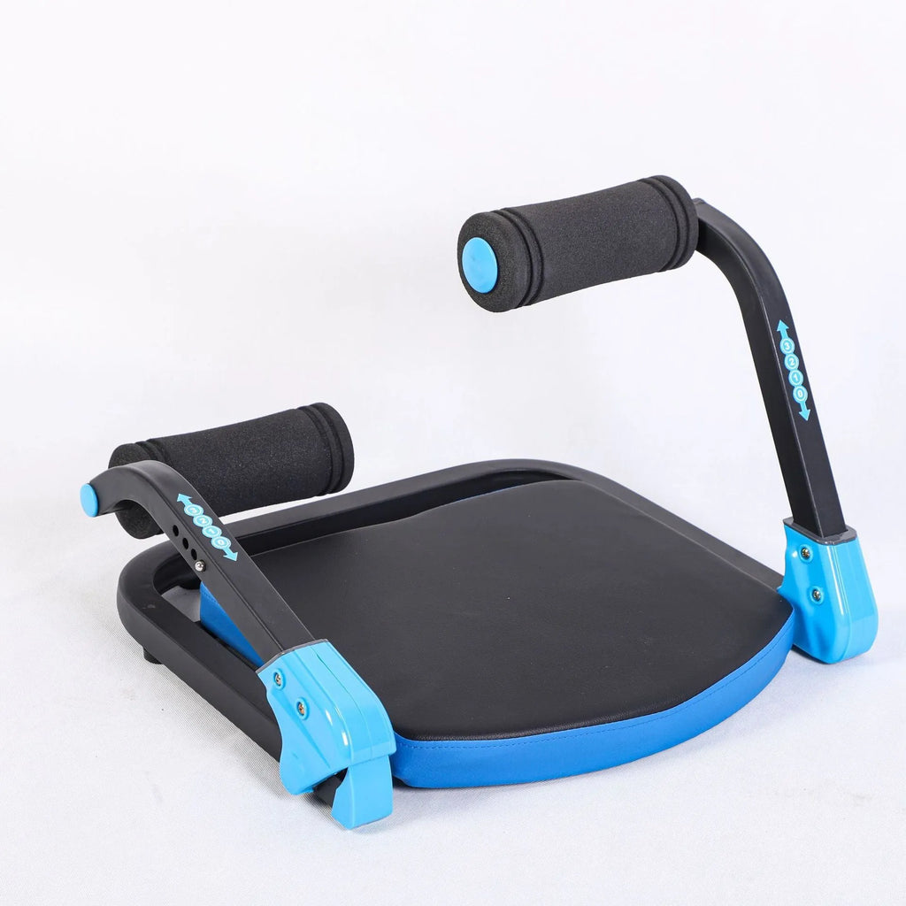 Mini adjustable abdominal fitness device in sky blue colour with portable design for home and office workouts