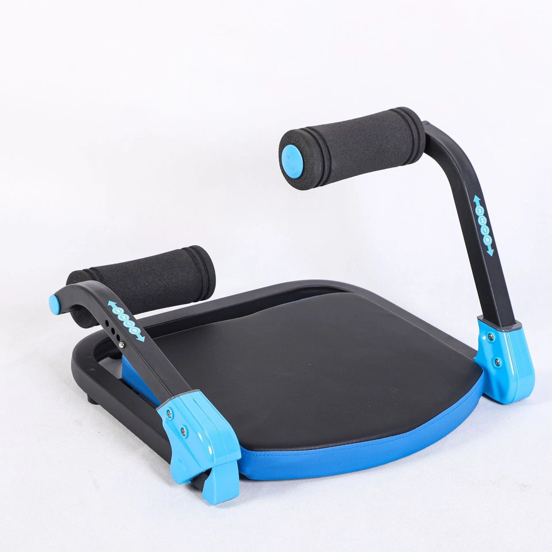Mini adjustable abdominal fitness device in sky blue colour with portable design for home and office workouts