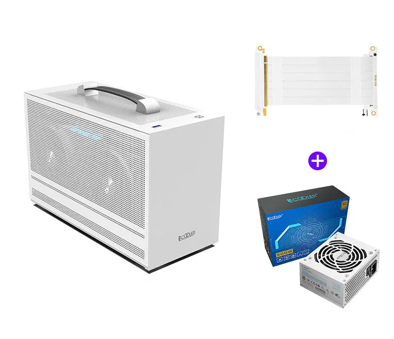 Hummingbird PRO mini-ITX desktop computer chassis in titanium grey and white colour options