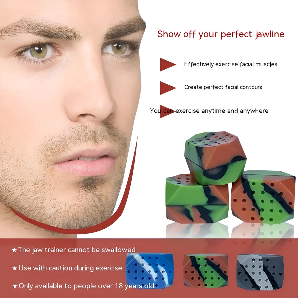 Camouflage silicone facial muscle fitness ball jaw trainer in transparent two-pack box