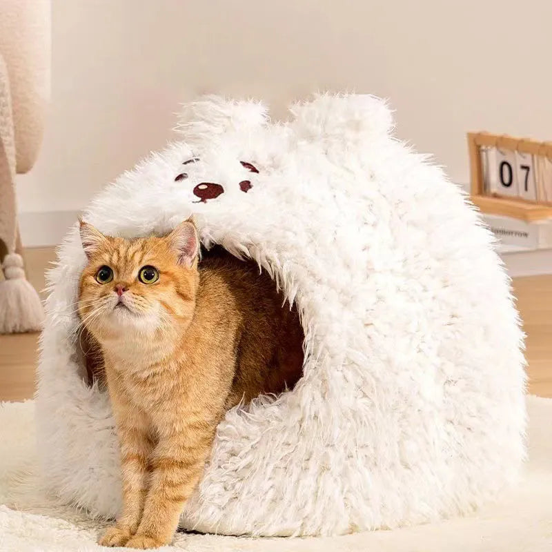 Semi-enclosed cat litter kennel yurt tent nest for indoor cats, three sizes
