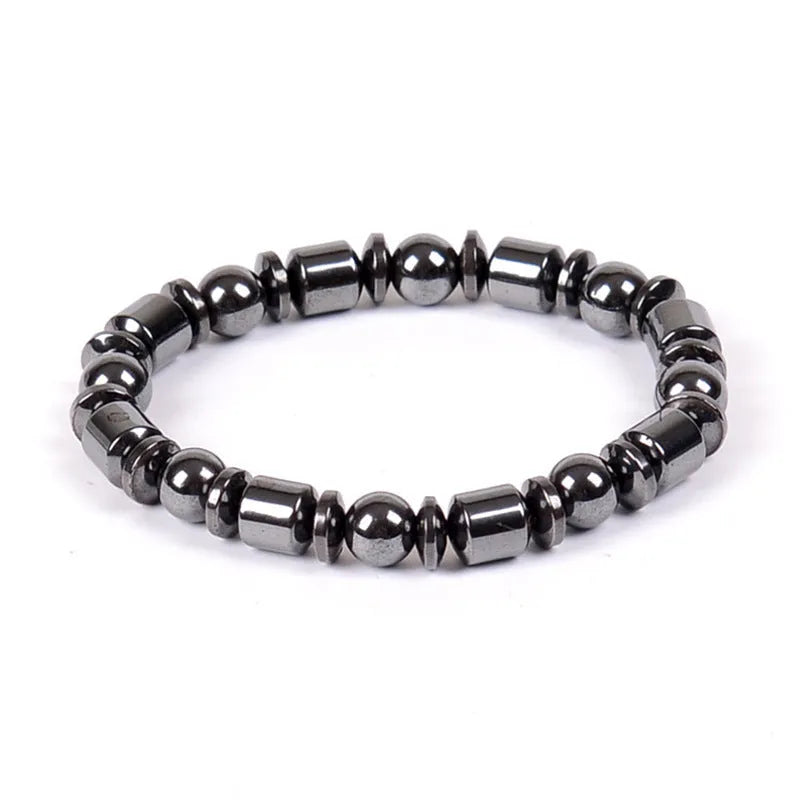 Black pentagram stone magnetic bracelet with stretch band