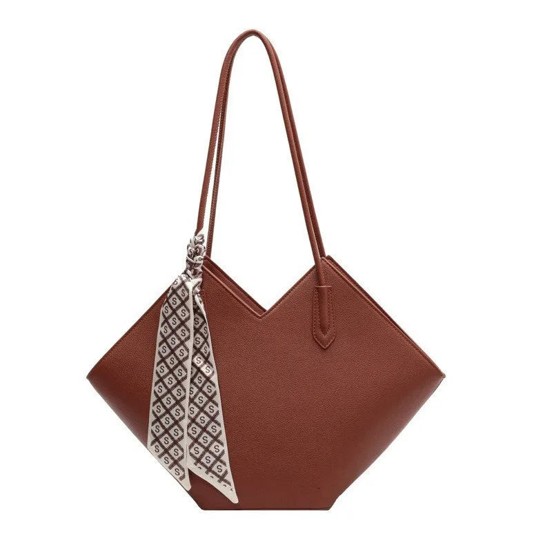 Women's black PU leather shoulder bag with 43cm width and sandwich pocket exterior design