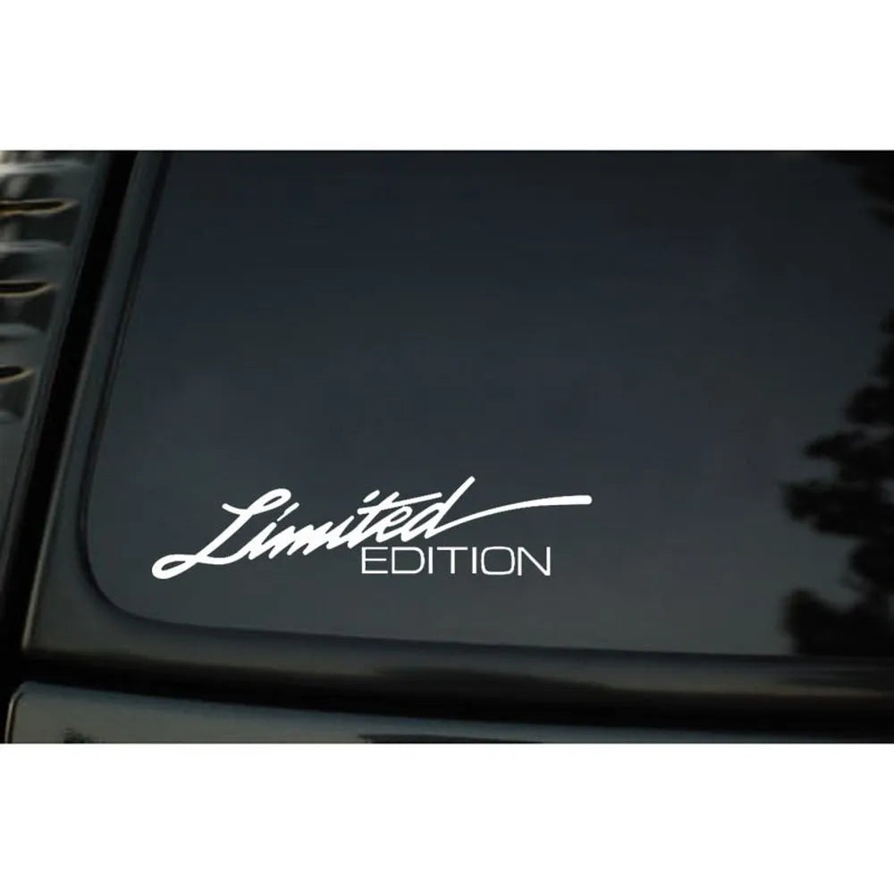 Reflective English text bumper sticker in black, measuring 16cm long by 3.8cm wide.