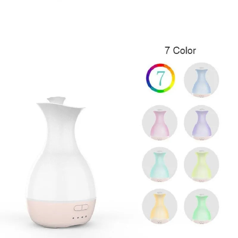 White ultrasonic air humidifier and essential oil diffuser with colourful night light and 200ml water tank