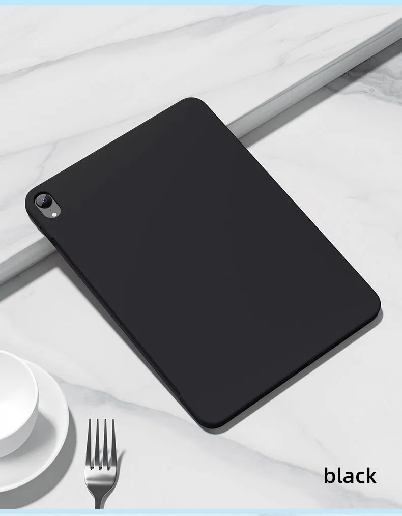 Soft silicone protective case for iPad, shown in a solid colour, featuring a full wrap-around back cover design.
