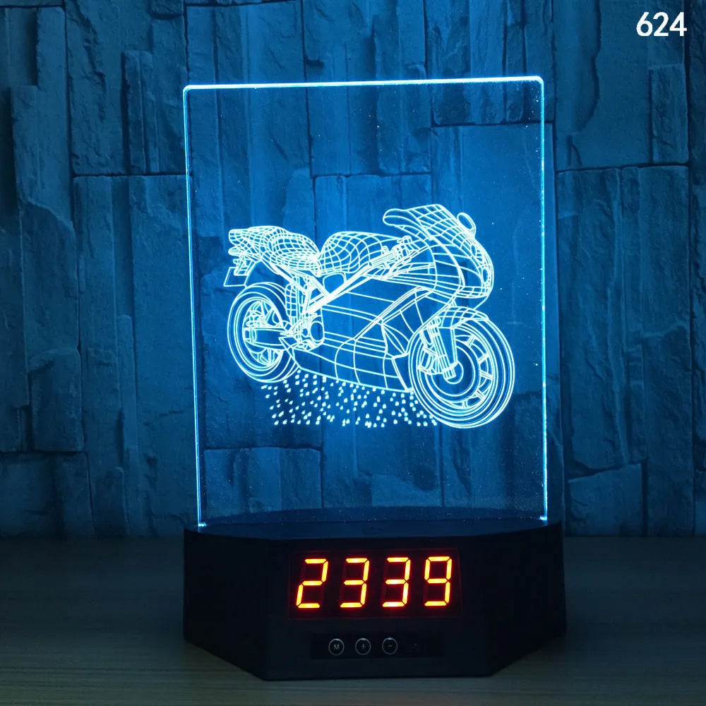 3D glowing dolphin shaped LED table lamp with remote control on a bedside table.