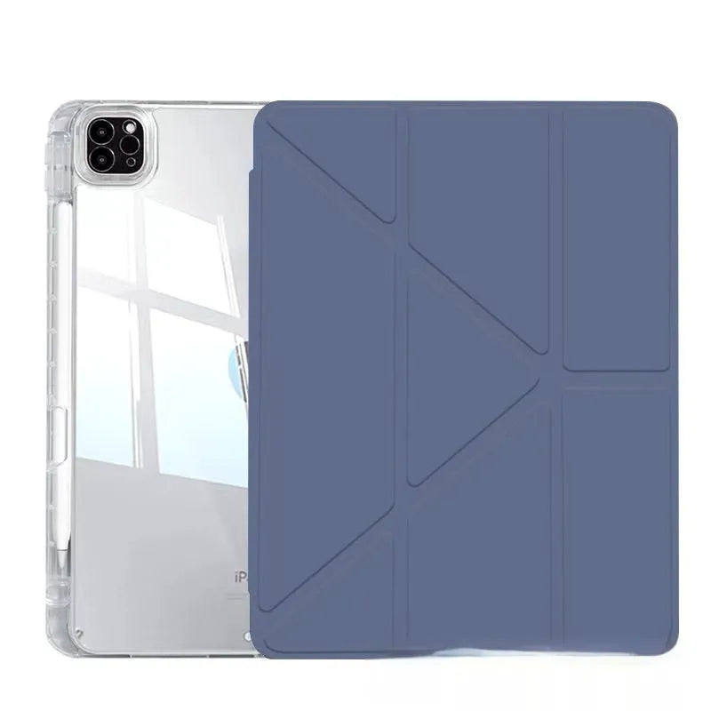 Transparent acrylic tablet protective cover with magnetic bracket for iPad models