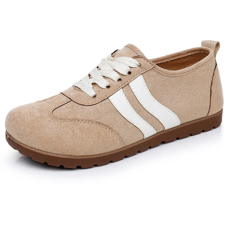 Women's vintage-style canvas sneakers with round toe and flat rubber sole in dark red colour