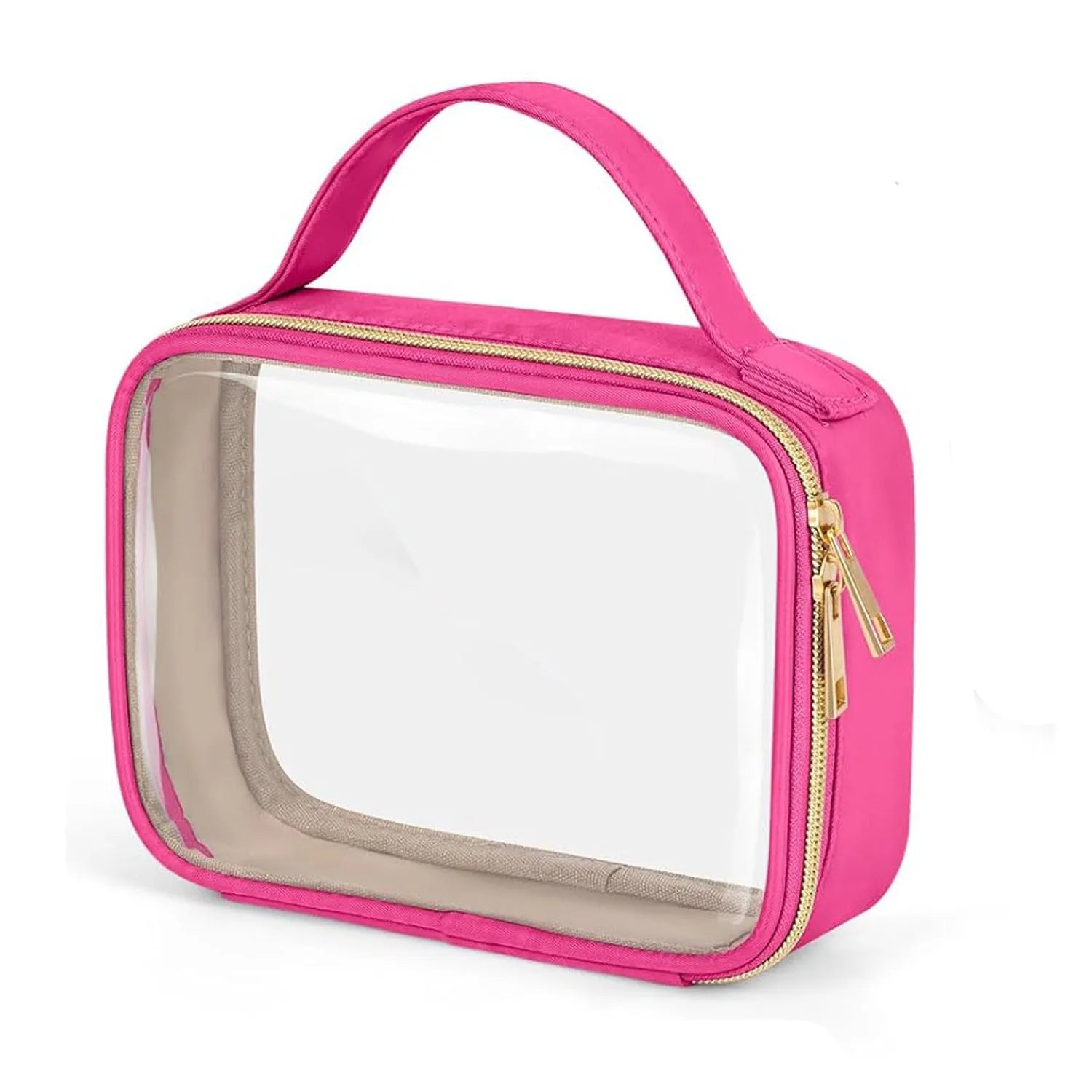 Transparent PVC wash bag for lipstick storage with chain handle in multiple colour options