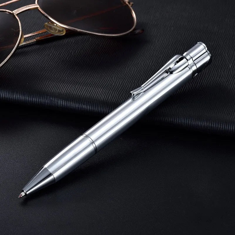 Windproof metal jet flame pen lighter in assorted colours on a key chain