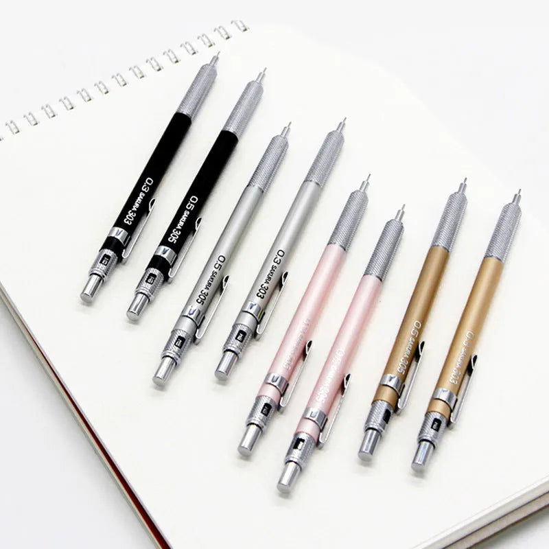 Japanese metal mechanical pencil 0.5mm with gold finish on white background