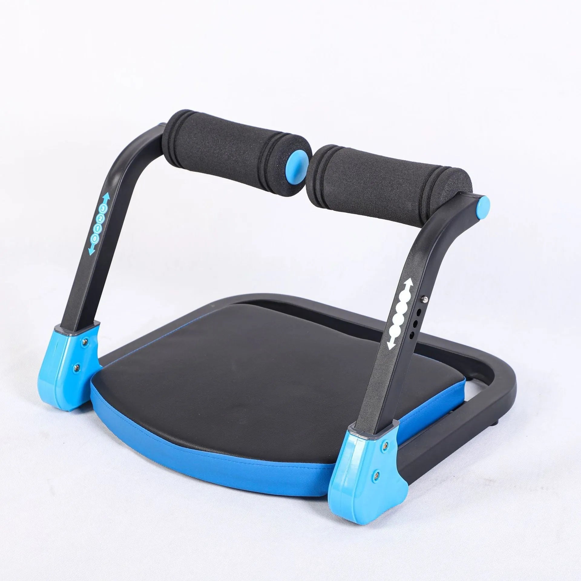 Mini adjustable abdominal fitness device in sky blue colour with portable design for home and office workouts