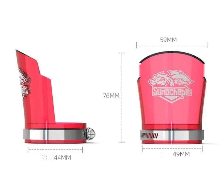 Transparent motorcycle front shock absorber protective sleeve with stainless steel clamp, shown in multiple colour options.