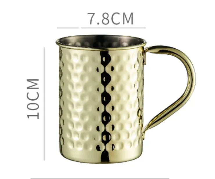 Stainless steel Moscow Mule copper plated cup with glass lining and hammer point texture