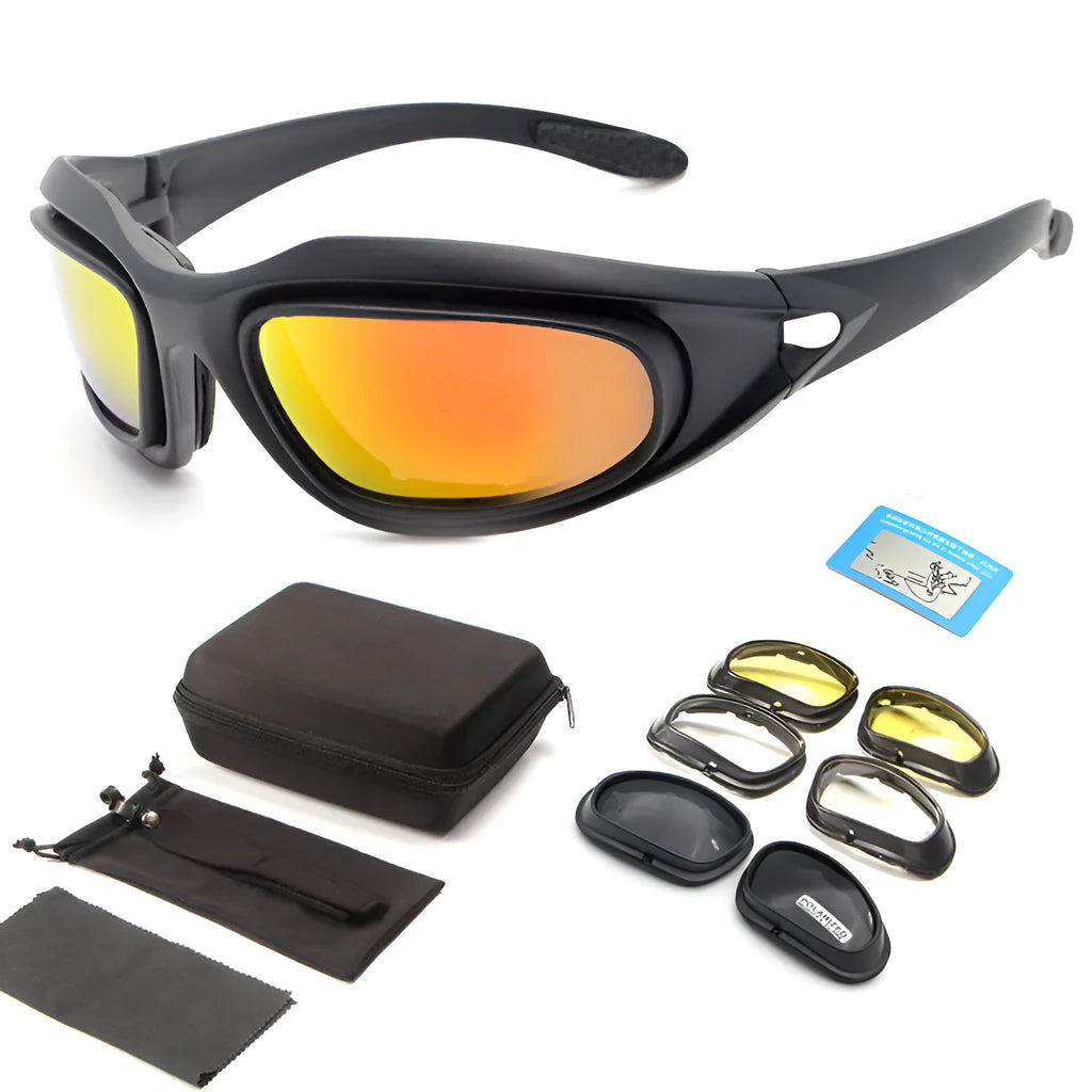 Polarized tactical sunglasses with full rim PC frame for outdoor cycling and sports