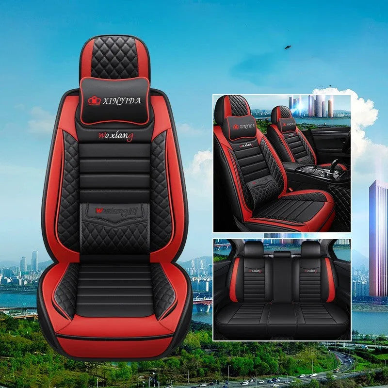 Leather car seat cushion with high elastic sponge filler in universal 65x55cm size