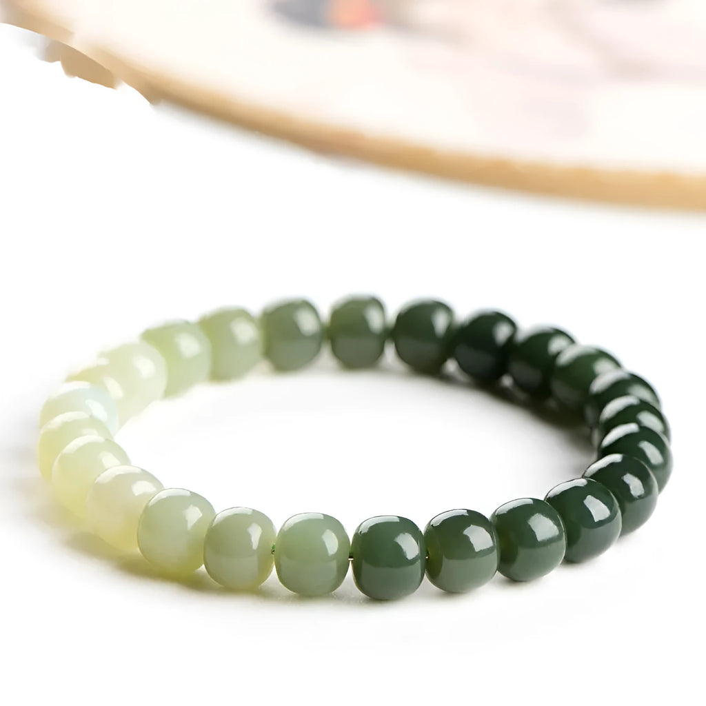 Natural Hetian jade bracelet with water gradient colour in polished finish