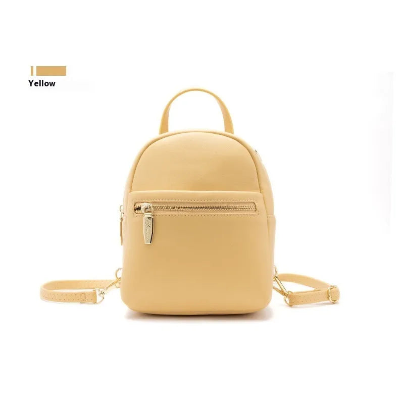 Soft PU mini backpack in street style with three-dimensional pocket and contrast trim