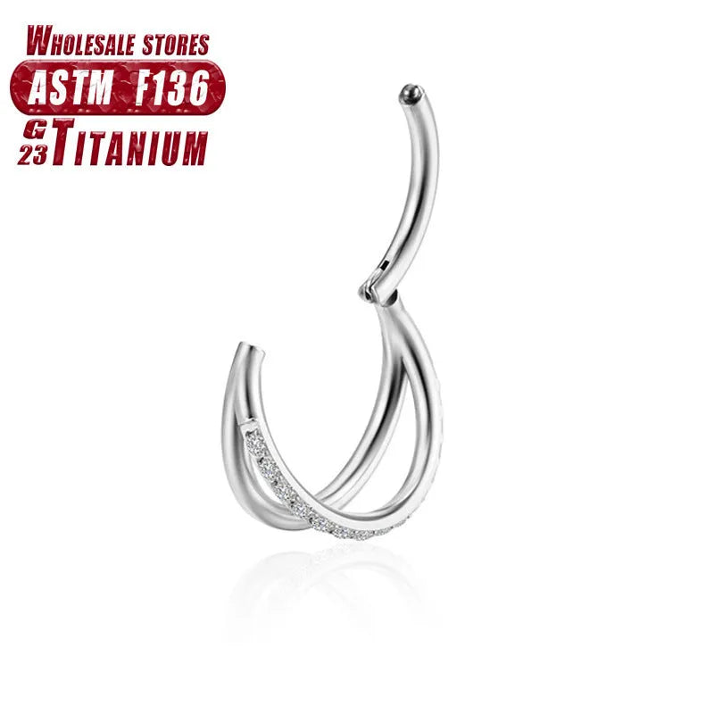Titanium alloy nose ring body piercing jewellery with diamond treatment in multiple colour finishes