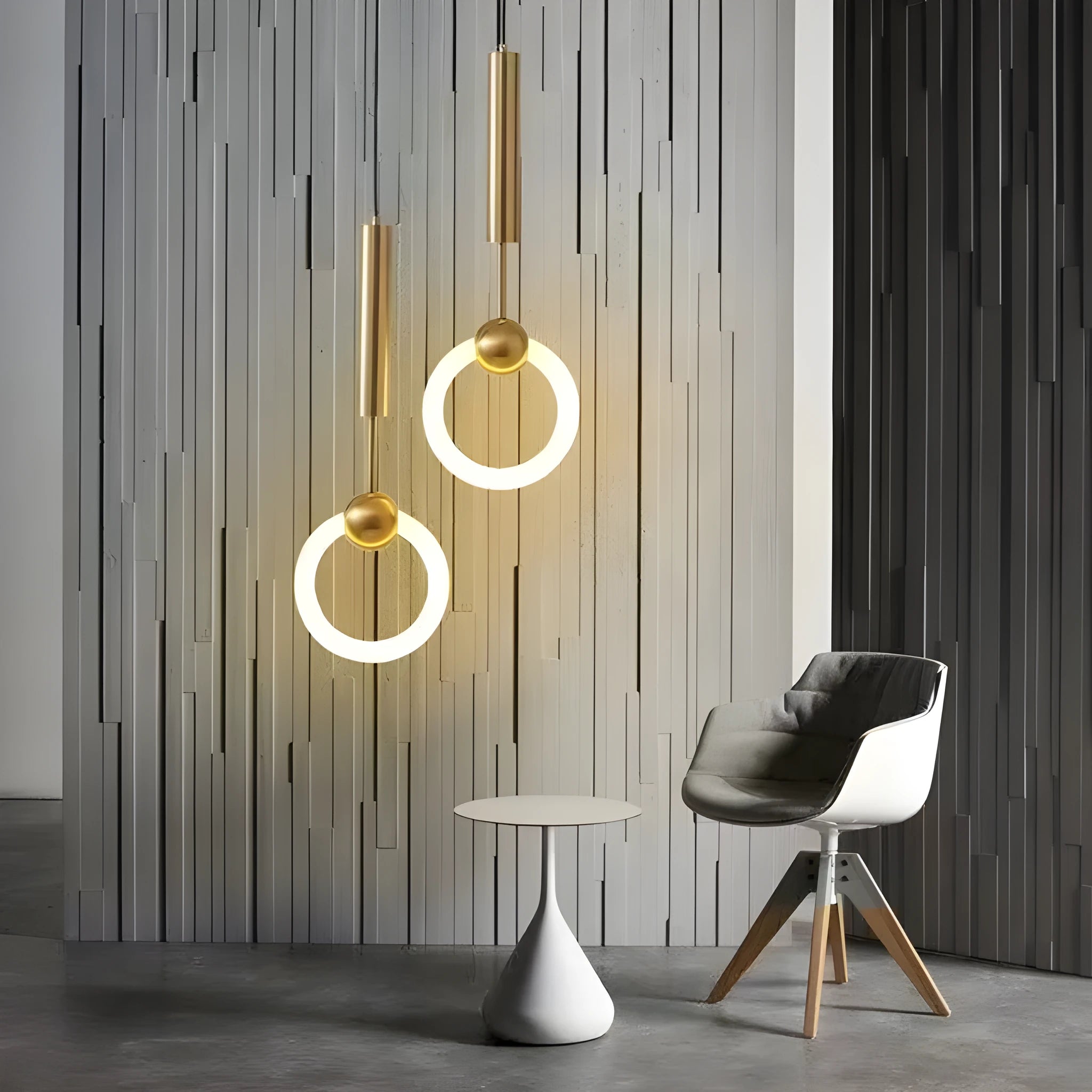 Nordic minimalist U-shaped bedside table chandelier light fixture with tri-colour dimming.