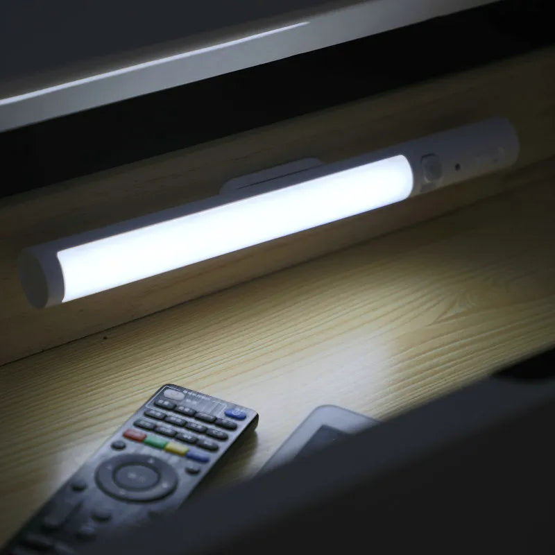 White human body induction cabinet wall light with magnetic back and LED light strip