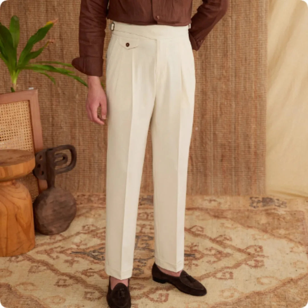 Men's slim fit straight leg business trousers in dark grey, made from wrinkle-resistant polyester fabric.