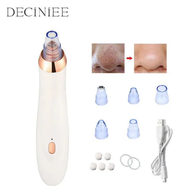 Electric blackhead remover device with vacuum suction pump and multiple nozzle attachments for pore cleaning
