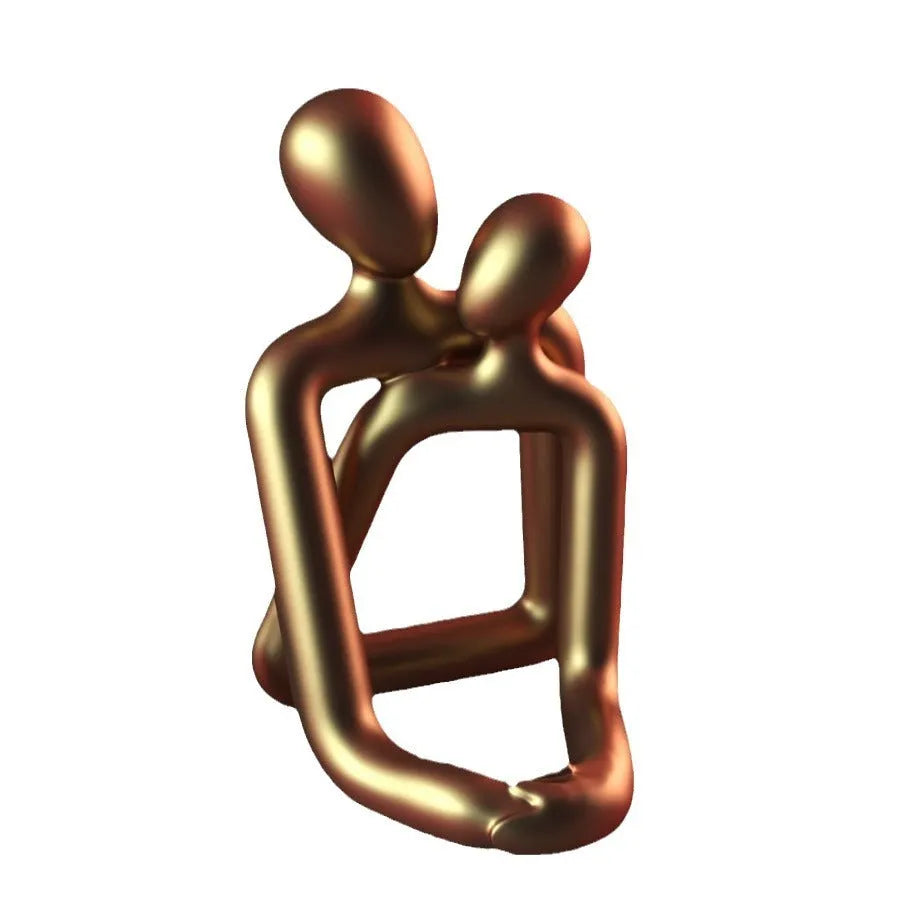 Modern simple style resin statue of loving couple in milky white or gold finish for home decoration