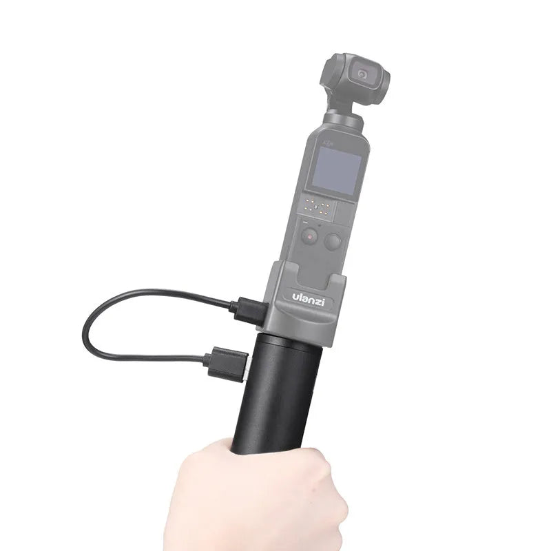 Black aluminium alloy portable power bank charging handle showing 12.5cm length.