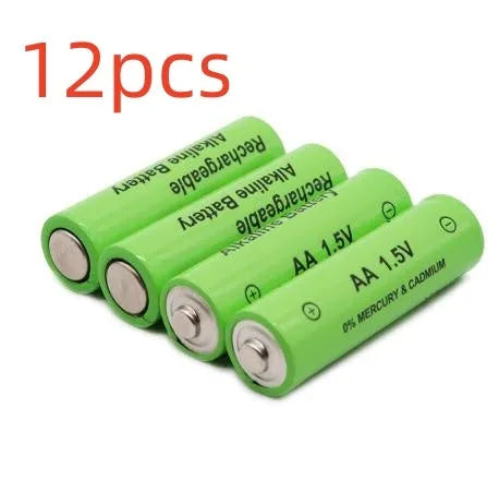 Green AA alkaline rechargeable battery with 3000mAh 1.5V label