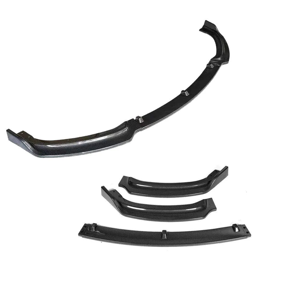 Black polypropylene front bumper lip spoiler for BMW 3 Series F30 F35, 96 cm long.