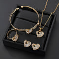 Gold tone alloy love heart necklace and earrings set with adjustable 21-50cm chain