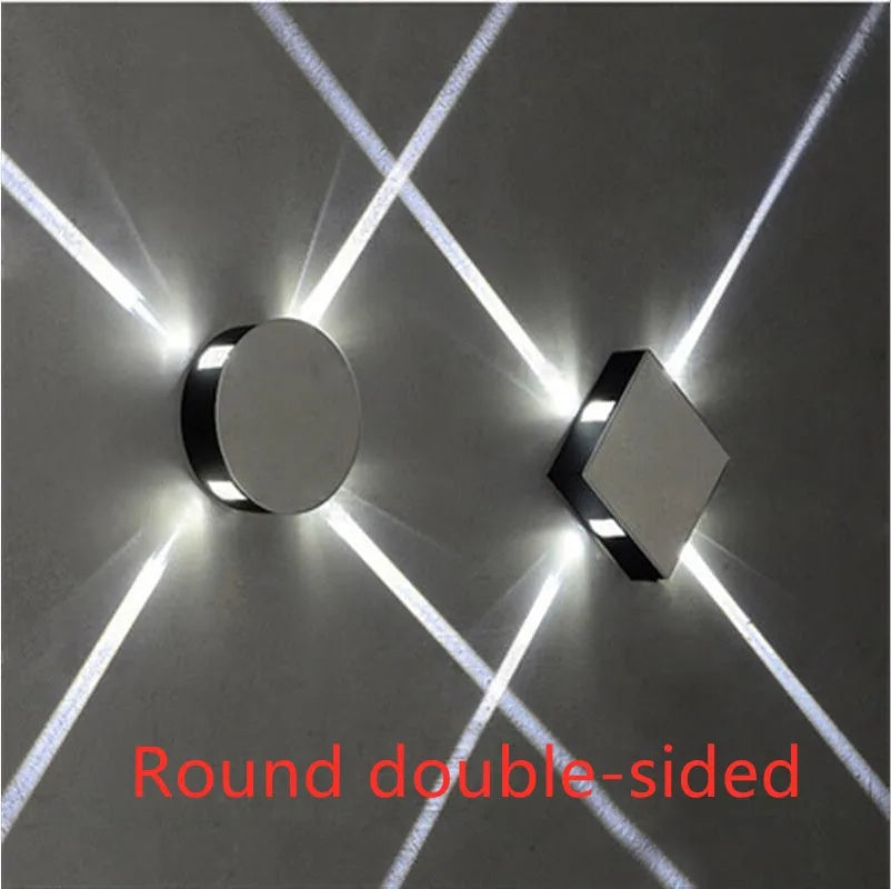 Modern square and round LED wall light with iron shade and aluminium frame